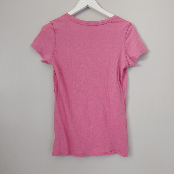 Aerie Graphic Tee V-neck T-Shirt Live Love Size Medium Pink - Picture 8 of 12